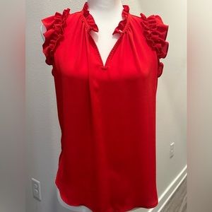 LOFT Ruffle Top in Gorgeous Red Size Small